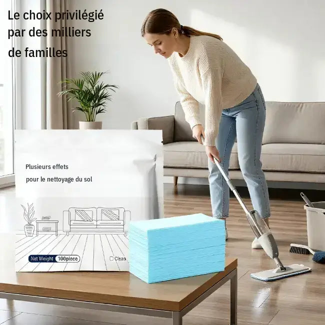 Lot de 100 articles pour le nettoyage des sols : lavage humide sur bois, stratifié, carrelage et parois de camping-car/véhicule récréatif ; action antibactérienne, déodorisant et entretien - image 1