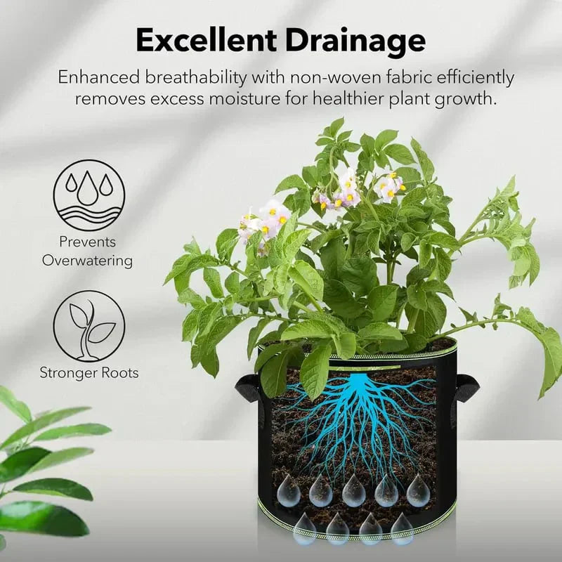 5-Pack 5 Gallon Grow Bags – Heavy Duty Aeration Fabric Pots with Handles for Vegetables, Flowers & Fruits