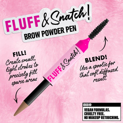 NYX Professional Makeup Fluff & Snatch Brow Powder Pen, 24H Wear, Cream To Powder Eyebrow, Transfer-Resistant Formula - shade image 1