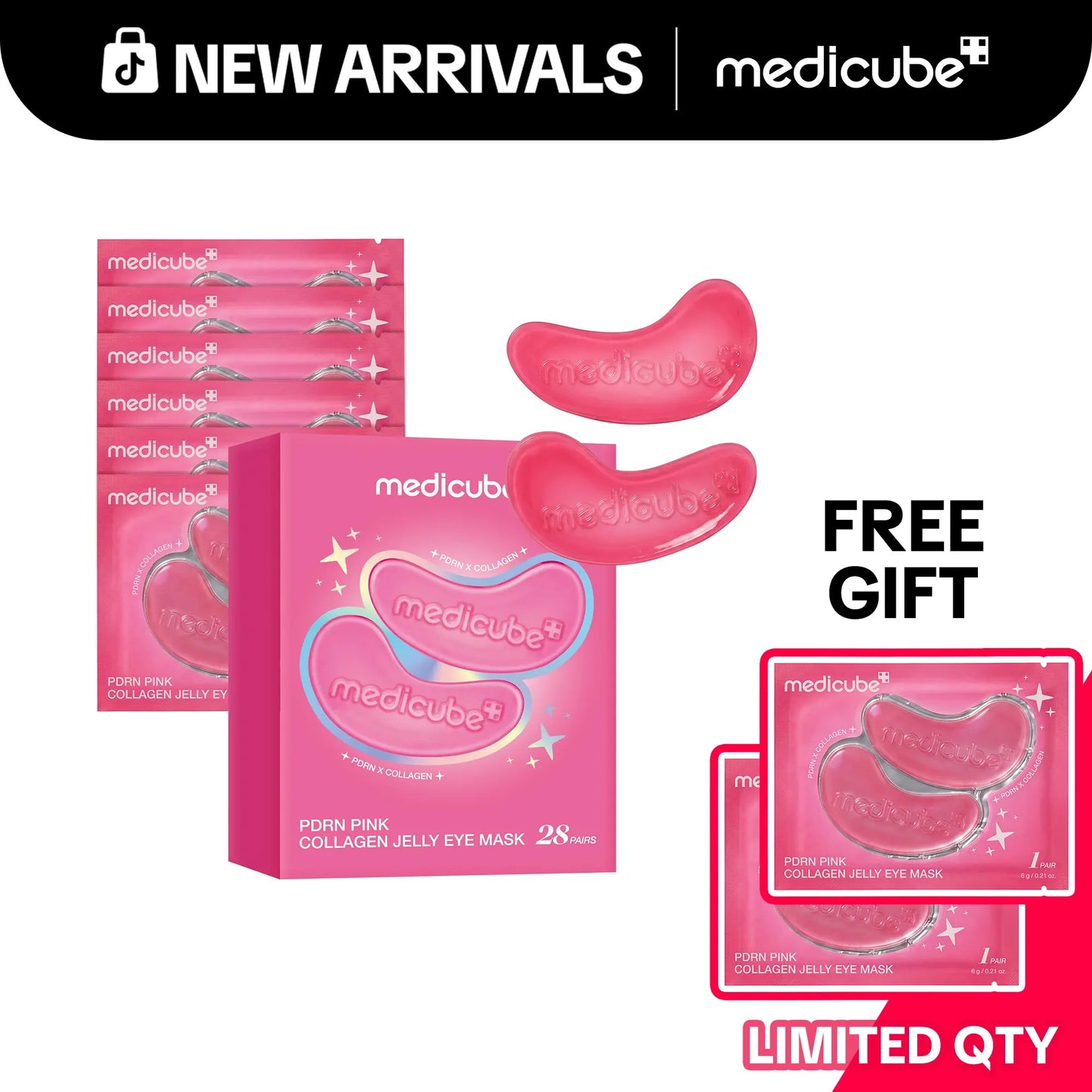 [NEW] [medicube] PDRN Pink Collagen Jelly Eye Mask | Hydrogel Eye Patches with PDRN, Collagen, NAD | Refreshing for Puffy, Tired Eyes | Firming for Look of Wrinkles, Fine Lines | Korean Skincare (6/28/50 Pairs) - image 2