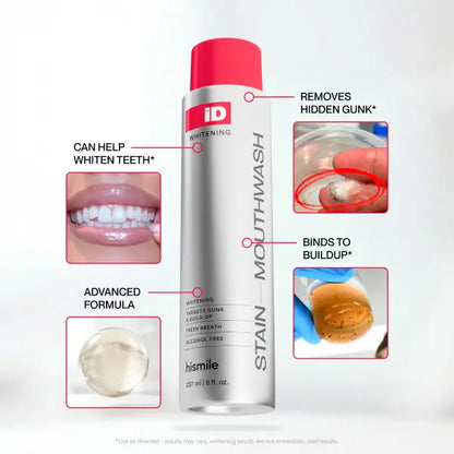 Hismile iD Stain Whitening Mouthwash – Daily Whitening Maintenance & Fresh Breath (237 mL)