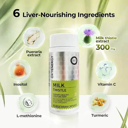 Milk Thistle Liver Detox & ColonCleanse, Natural Liver Health Support with KudzuRoot, Turmeric, lnositol, Methionine,Vitamin C.90Capsules Mother's Day Gift