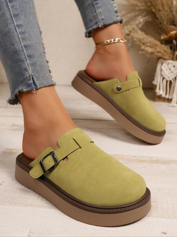 🔥20% off new products Women's Multi-Color Velvet Slip-On Shoes, Elegant Soft Comfortable Large Size Single Button Design, Casual Fashion Slippers for Spring & Fall