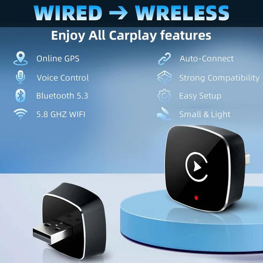 2025 Upgraded Wireless Carplay Adapter for iPhone, BT5.3 & Dual-Band WiFi Carplay Wireless