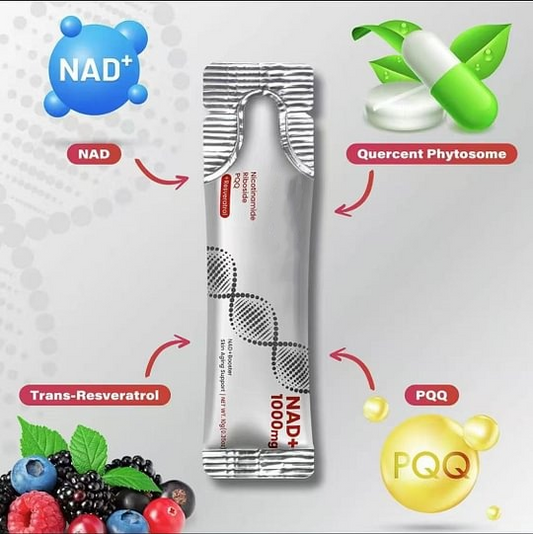 NR1000 - NAD+ Berry Flavor Drink Mix for Skin Aging Support, Energy, and Focus - 30 Pack