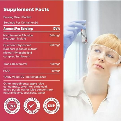 NR1000 - NAD+ Berry Flavor Drink Mix for Skin Aging Support, Energy, and Focus - 30 Pack
