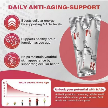 NR1000 - NAD+ Berry Flavor Drink Mix for Skin Aging Support, Energy, and Focus - 30 Pack