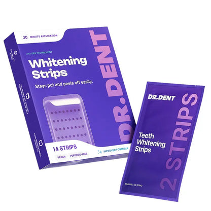 DRDENT Purple Teeth Whitening Strips – Peroxide-Free Whitening for Yellow Stains & Brighter Smile