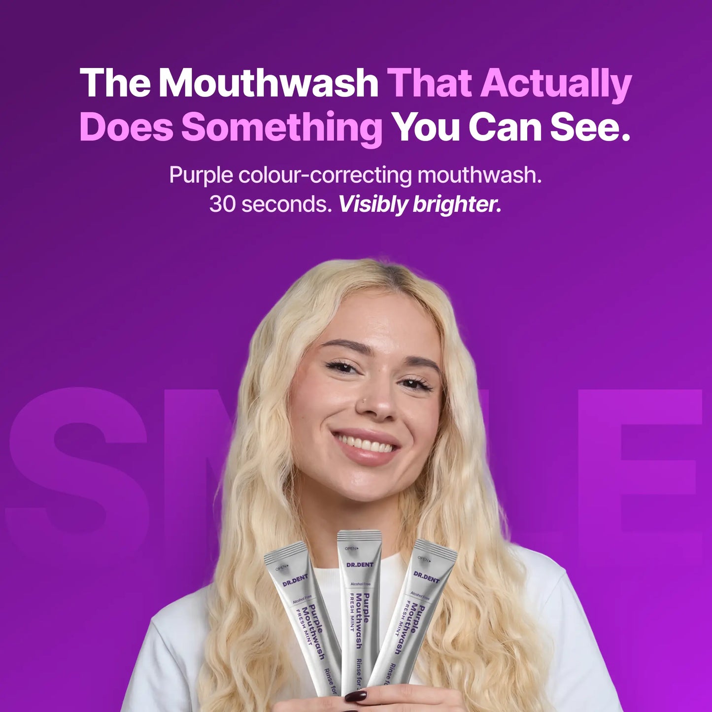 DR.DENT Purple Mouthwash - Sachets 20 Pack - Peroxide-Free - Alcohol Free - Vegan Mint - image 2