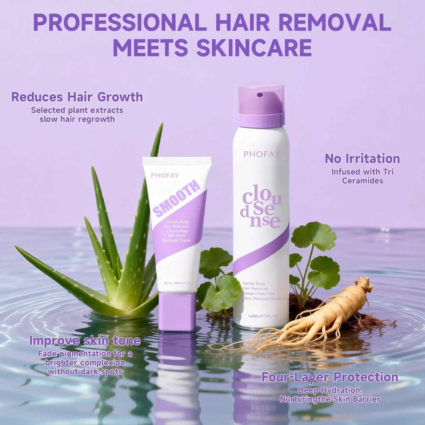 Bikini Pain-Free Hair Removal Cream for Sensitive Skin, Hypoallergenic Formula-Gentle & Fast-Acting Depilatory with Citrus Scent, Aloe & Hyaluronic Acid for Soothing Care, Suitable for Men & Women - image 5