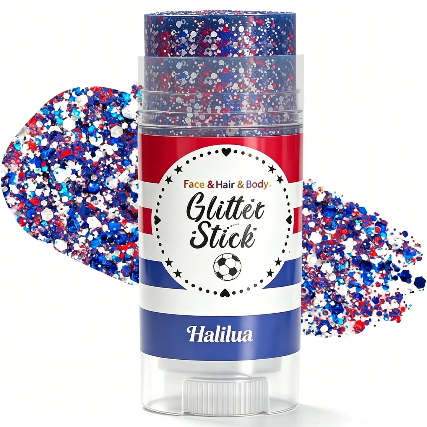 4th of July Glitter Stick | Red, White & Blue Body & Hair Sparkle for Independence Day Party, Festival & Fun Holiday Look - image 3