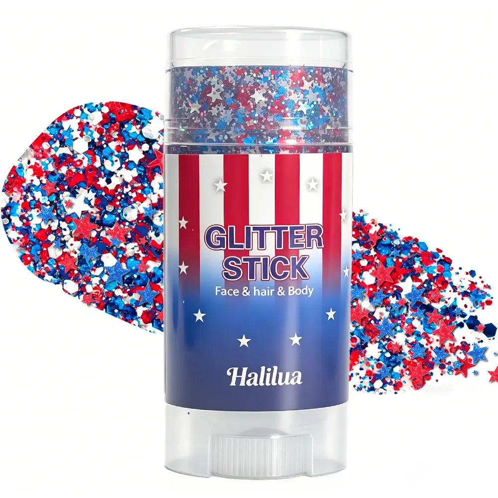 4th of July Glitter Stick | Red, White & Blue Body & Hair Sparkle for Independence Day Party, Festival & Fun Holiday Look - image 4