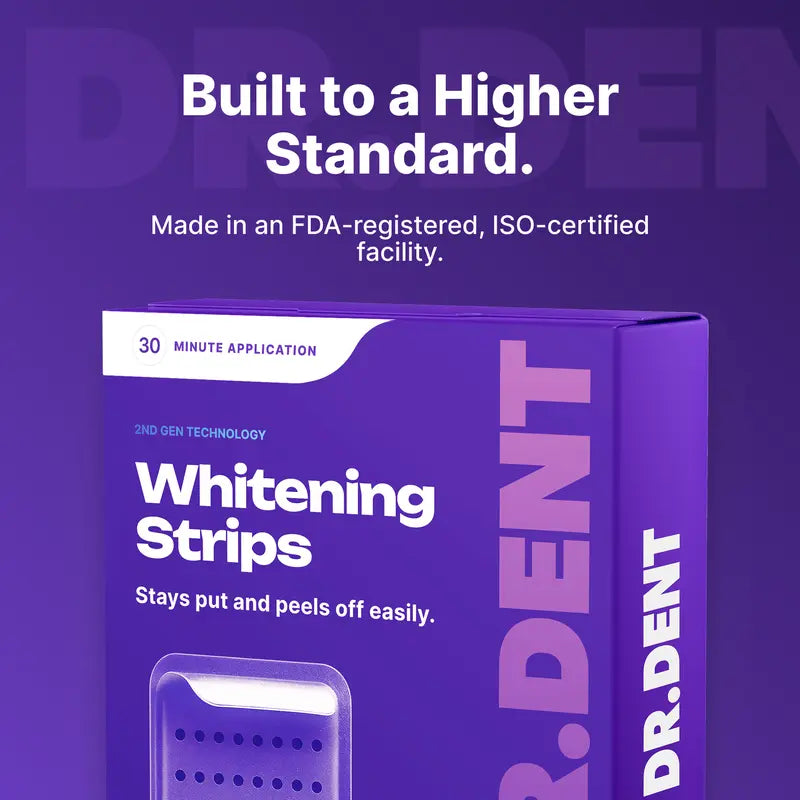 DRDENT Purple Teeth Whitening Strips – Peroxide-Free Whitening for Yellow Stains & Brighter Smile
