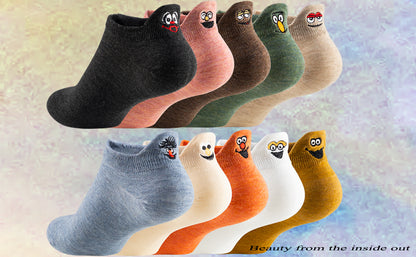 🔥Women Cute Socks 10 Pairs Cotton Kawaii Embroidered Funny Low Cut Socks for Women Girls Ankle Socks