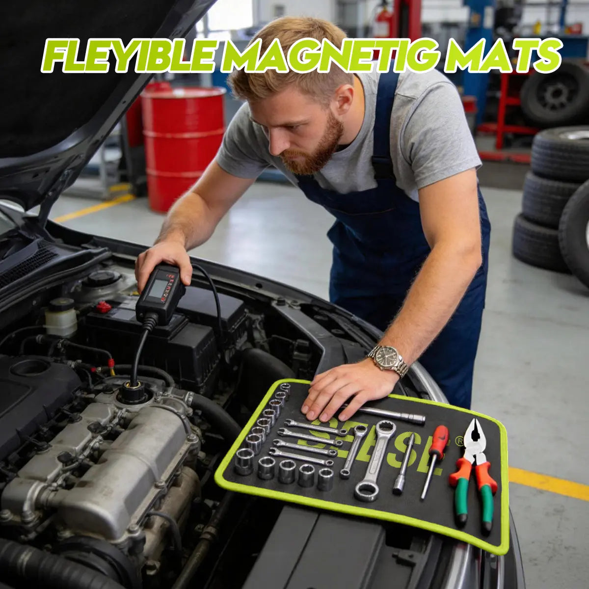SEESE 3PC Flexible Magnetic Tool Mat & Tray Holder - Magnetic Tool Tray, Flexible Magnetic Mat, PVC & Non-Slip for Garage Workshop, Auto Repair Tools fathersdaygiftideas fathersdaygift - image 9