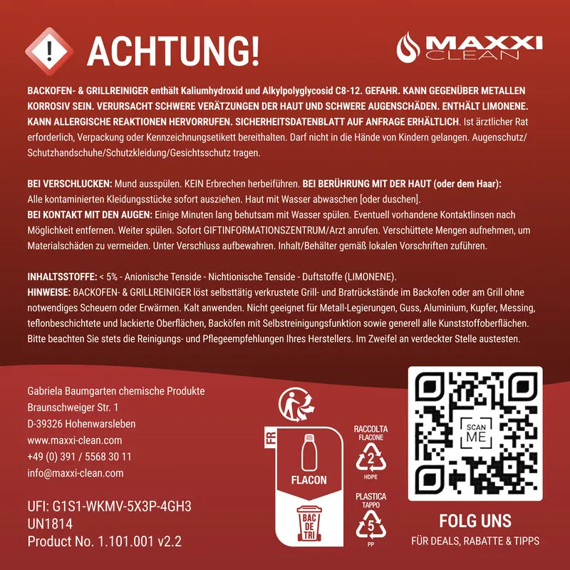 Maxxi Clean Backofen & Grillreiniger Gel 750ml Stark Fettlöser Ohne Schrubben - image 9