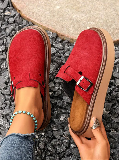 🔥20% off new products Women's Multi-Color Velvet Slip-On Shoes, Elegant Soft Comfortable Large Size Single Button Design, Casual Fashion Slippers for Spring & Fall