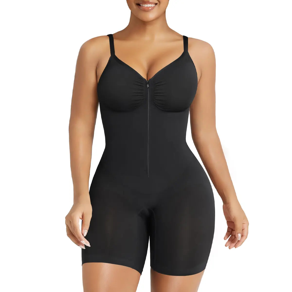 SHAPERX Shapewear for Women Tummy Control Bodysuits Zip-Up Comfort Ultra Stretch Fabric Customizable Fit Breathable Mesh Design Comfortable Fit - image 1