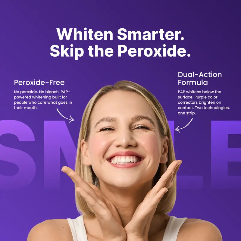 DRDENT Purple Teeth Whitening Strips – Peroxide-Free Whitening for Yellow Stains & Brighter Smile