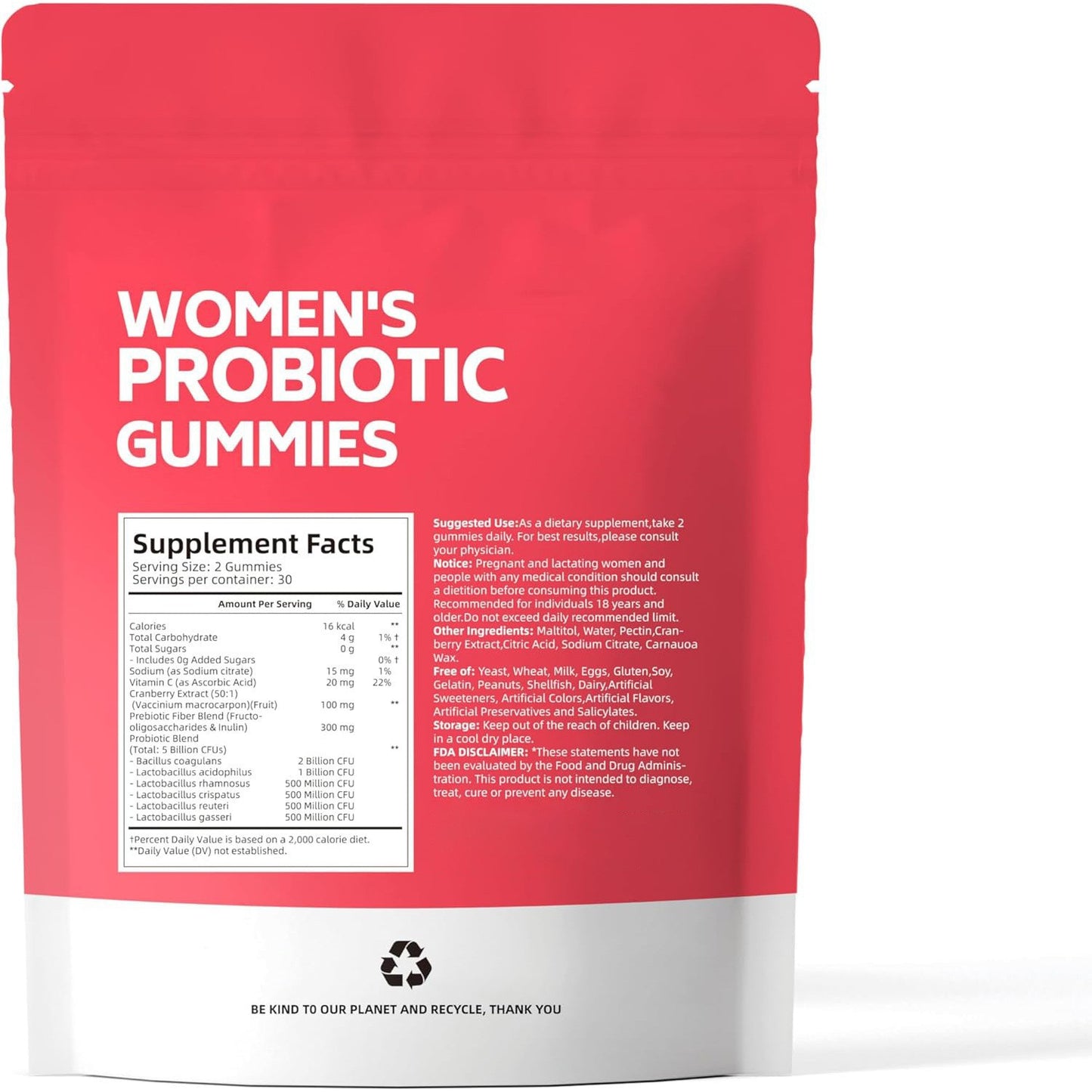 Cranberry Probiotic Gummies | Targeting Body Odor, Women's Health, and Body Balance | Vegan (60 Gummies per Pack)