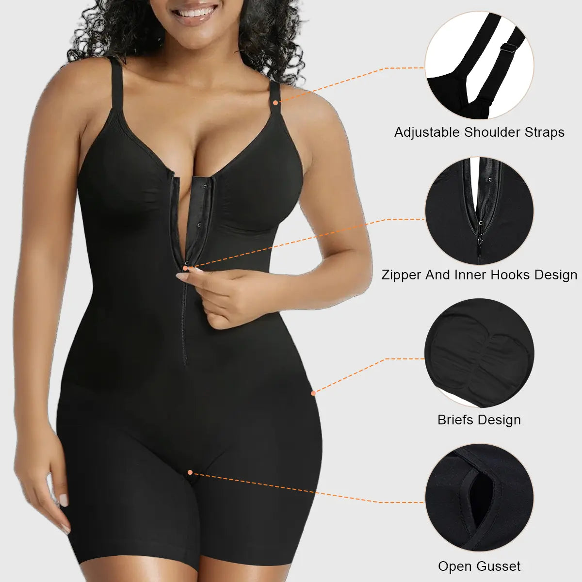 SHAPERX Shapewear for Women Tummy Control Bodysuits Zip-Up Comfort Ultra Stretch Fabric Customizable Fit Breathable Mesh Design Comfortable Fit - image 12