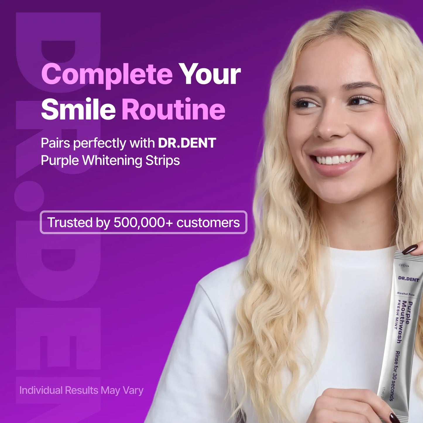 DR.DENT Purple Mouthwash - Sachets 20 Pack - Peroxide-Free - Alcohol Free - Vegan Mint - image 7