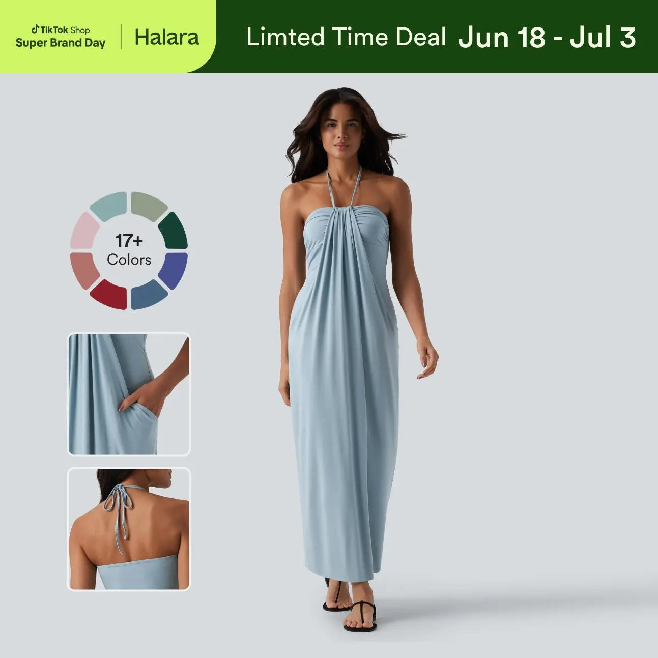 Halara Halter Tie Back Maxi Dress with Pockets - image 19