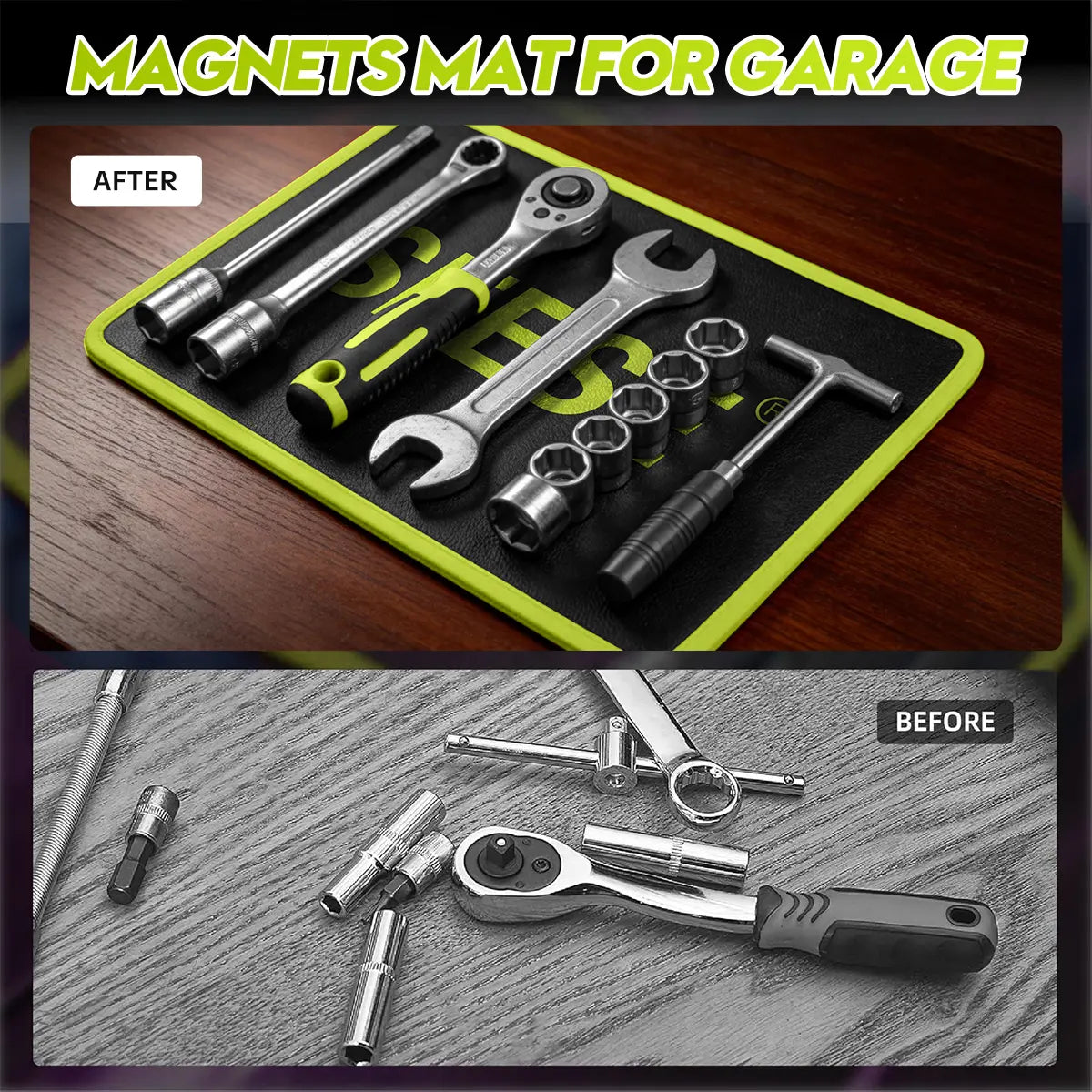 SEESE 3PC Flexible Magnetic Tool Mat & Tray Holder - Magnetic Tool Tray, Flexible Magnetic Mat, PVC & Non-Slip for Garage Workshop, Auto Repair Tools fathersdaygiftideas fathersdaygift - image 11