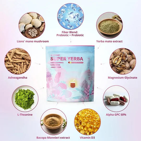 ZOOONE Super Yerba l Yerba Mate Instant Tea Powder IRASPBERRY LEMONADE Flavorl 30 Servings