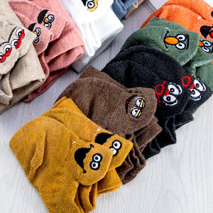🔥Women Cute Socks 10 Pairs Cotton Kawaii Embroidered Funny Low Cut Socks for Women Girls Ankle Socks
