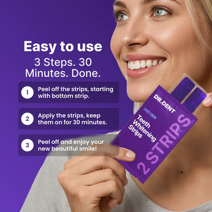 DRDENT Purple Teeth Whitening Strips – Peroxide-Free Whitening for Yellow Stains & Brighter Smile