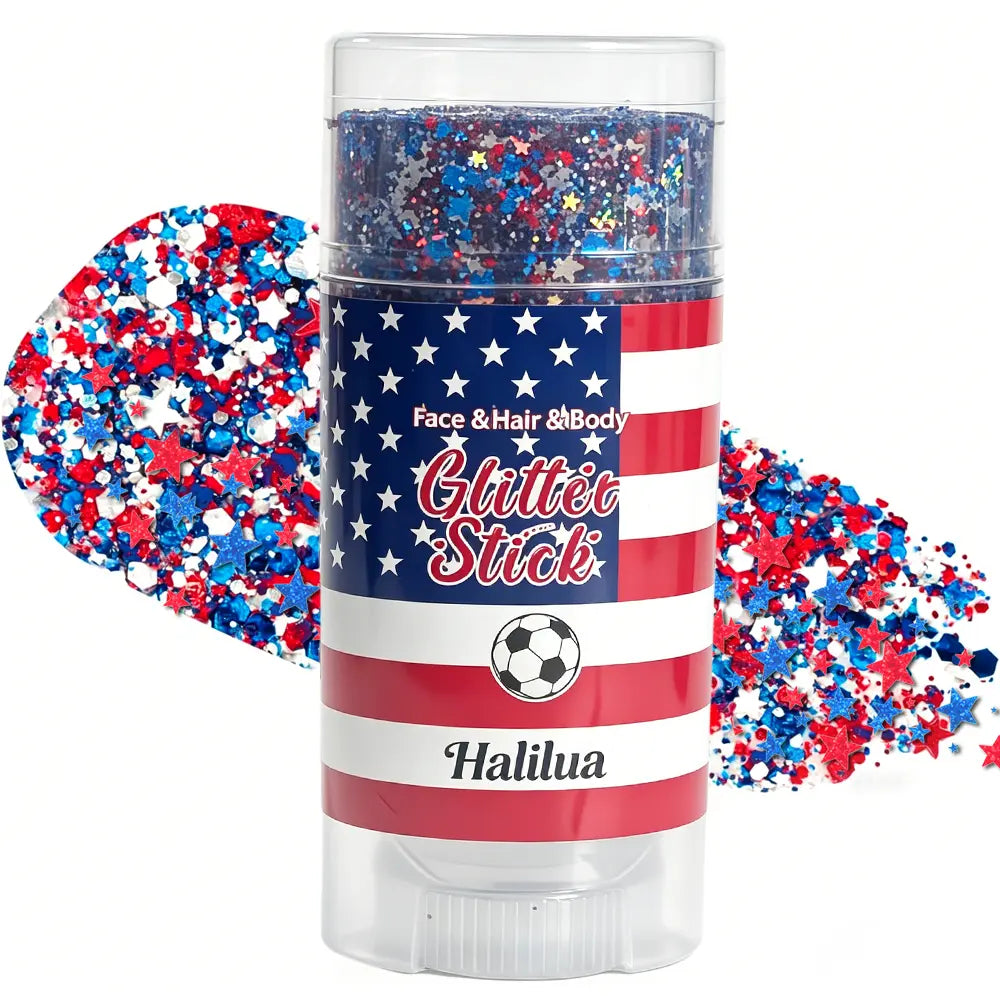 4th of July Glitter Stick | Red, White & Blue Body & Hair Sparkle for Independence Day Party, Festival & Fun Holiday Look - image 2